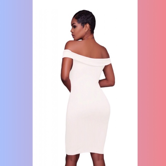 🔥⚠️ONE LEFT: XL🔥White Off-Shoulders Mini Dress - Picture 2 of 4